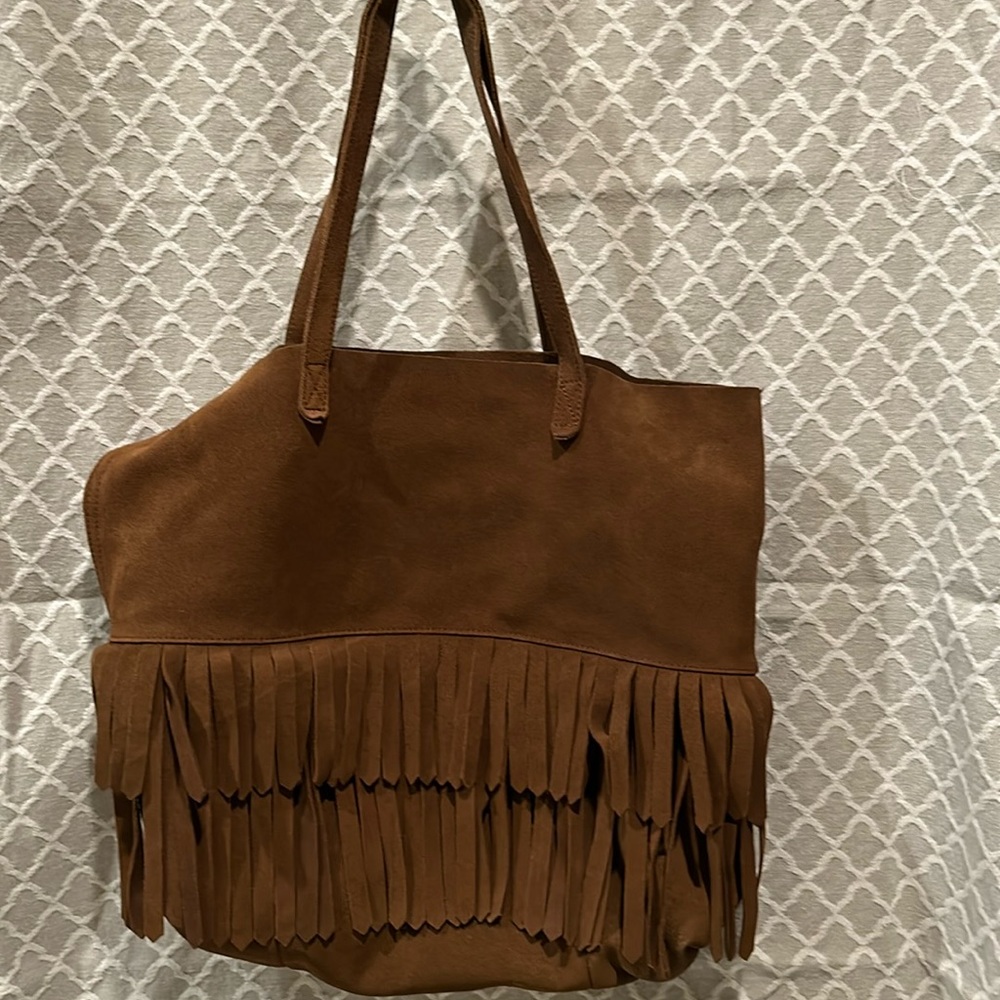 Madewell Brown Suede Fringe Tote